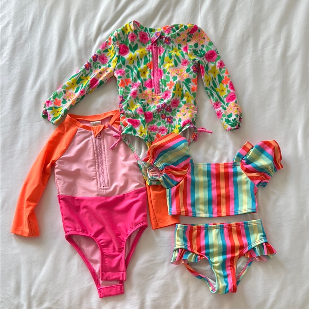 Cat & Jack toddler Swimsuit Set - Floral Pink Rainbow